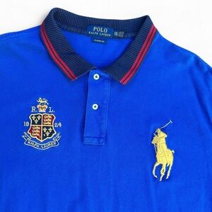 Ralph Lauren Blue Polo with Red and Yellow Details